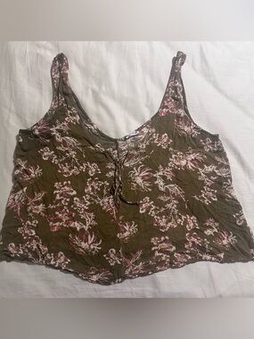 Free People intimately Olive Floral Tie-Front tank